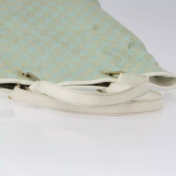 GUCCI GG Canvas Tote Bag Light Blue Gold 002 1098 Auth EC700 - Picture 8 of 16